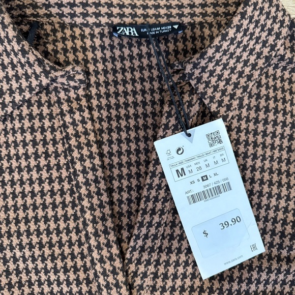 ZARA Houndstooth Top Medium - Picture 3 of 4